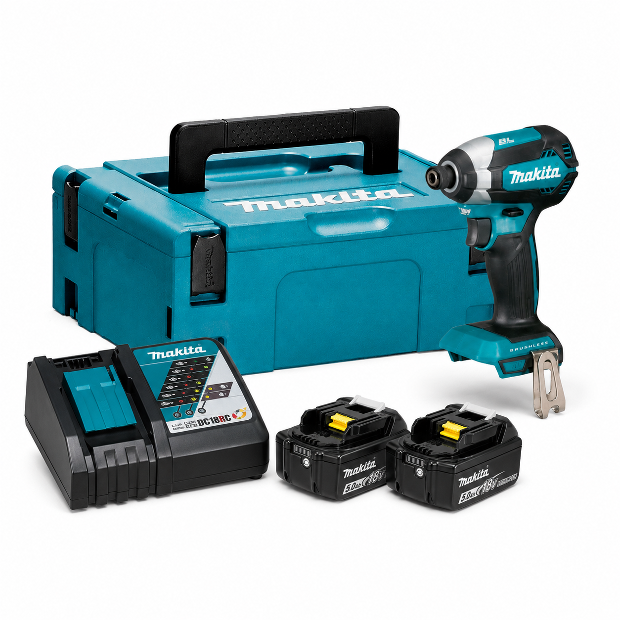 Makita DTD158RTJ Akku-Schlagschrauber 18v Kompakt im Makpac Koffer + 2x BL1850 Akku & Ladegerät