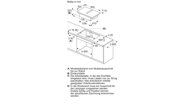 Siemens ED811FQ15E Induktionskochfeld mit Dunstabzug 80 cm