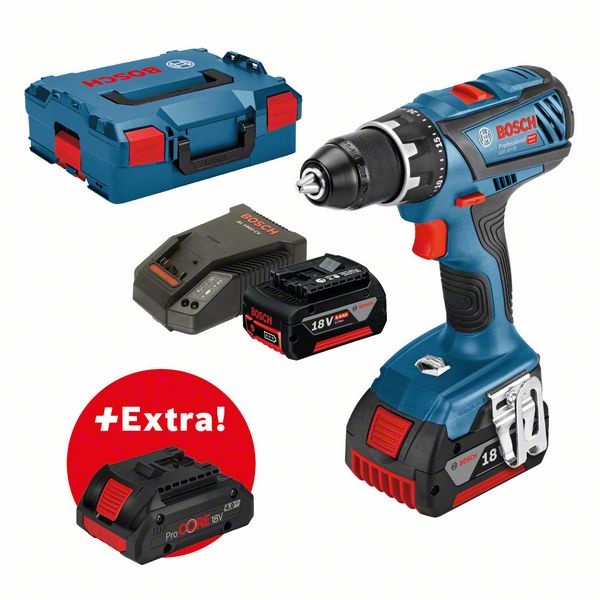 Bosch GSR 18V-28 Akku-Bohrschrauber + 2 x 5,0-Ah-Akku + ProCORE18V 4.0Ah in L-BOXX (0615990K7H)