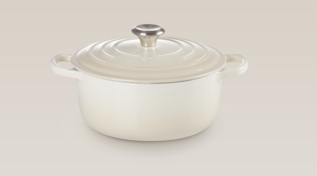 Le Creuset Signature Gusseisen Bräter, rund, 20cm, Meringue (21177207164430)