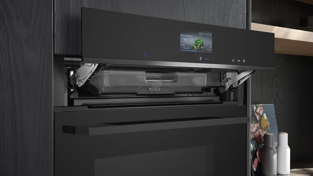 Siemens iQ700, Einbau-Backofen mit Dampfunterstützung, 60 x 60 cm, Schwarz, Edelstahl HR776G1B1