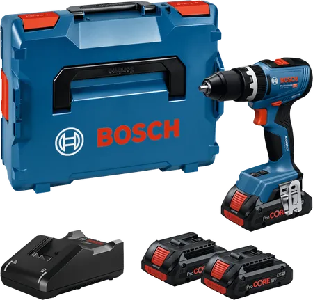 Bosch Professional 18V System Akku-Schlagbohrschrauber GSB 18V-65 (inkl. 3x 4,0 Ah ProCORE18V Akku, Ladegerät GAL 18V-40 in L-BOXX 136)