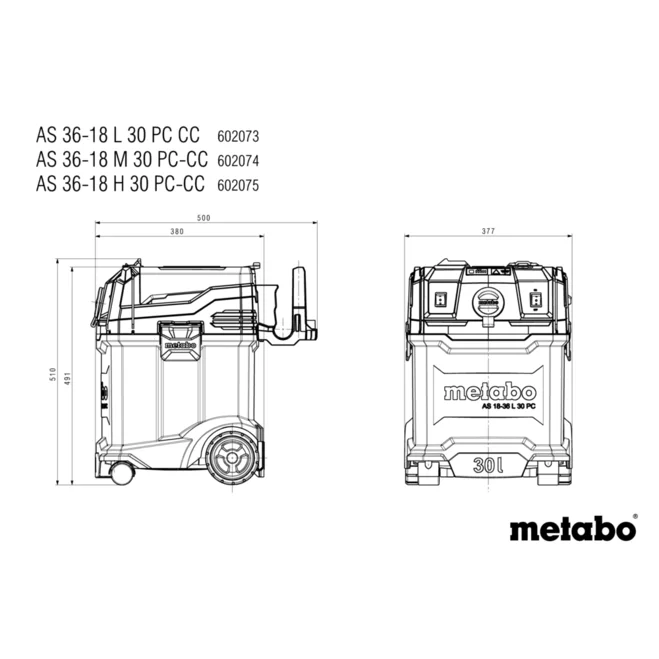 Metabo AS 36-18 M 30 PC-CC Akku-Nass-/Trockensauger 36V (2x18V)