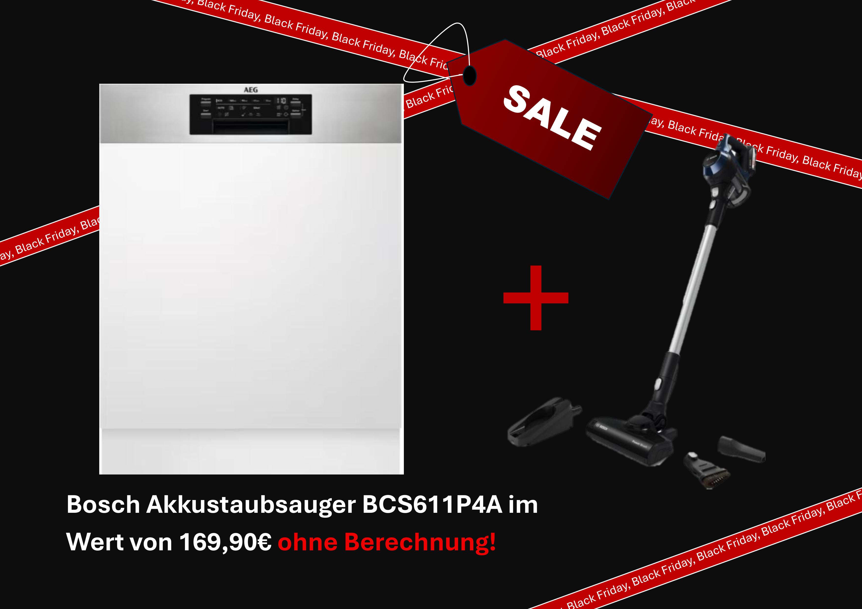 AEG FEE83806PM 9000 ComfortLift® / Integrierter-Geschirrspüler & Bosch Akkustaubsauger BCS611P4A