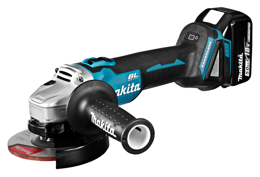 Makita Akku-Winkelschleifer, (18 V/5,0 Ah, im Makpac inklusive 2 Akkus und Ladegerät), DGA504RTJ