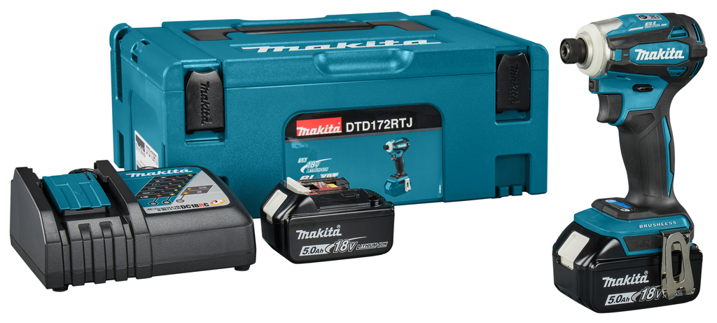 Makita DTD172RTJ Akku-Schlagschrauber set im Koffer mit Ladegerät und 2x 5,0 Ah Akku