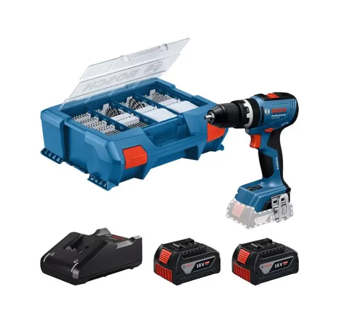 Bosch - 18V Akku-Schlagbohrschrauber mit Zubehör, 2x 4,0 Ah Akku, GBA, Ladegerät