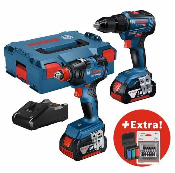 Bosch 0615990M3D 18V kit GDX + GSR + 2 x GBA 18V 4.0Ah + GAL + AC-Set