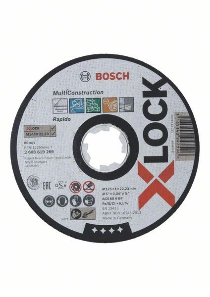 5 Stück Bosch X-LOCK Multi Material 125 x 1 x 22,23 Trennscheibe gerade (2608619269)