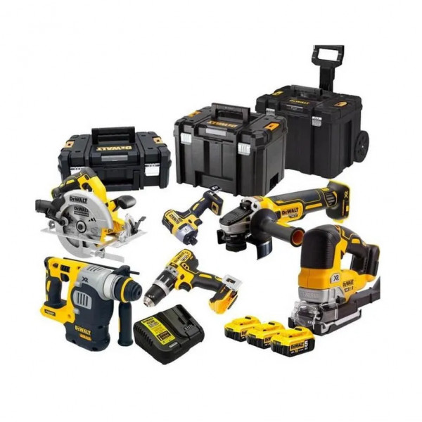 DeWalt DCK755P3T 7-teilig Kombi-Set XR; 18V 3 x 5,0 Ah Li-Ion im Toughsystem