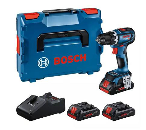 Bosch Professional Set: GSR 18V-90 C Akku-Bohrschrauber + 3 x ProCORE18V 4.0Ah + GAL 18V-40 in L-BOX